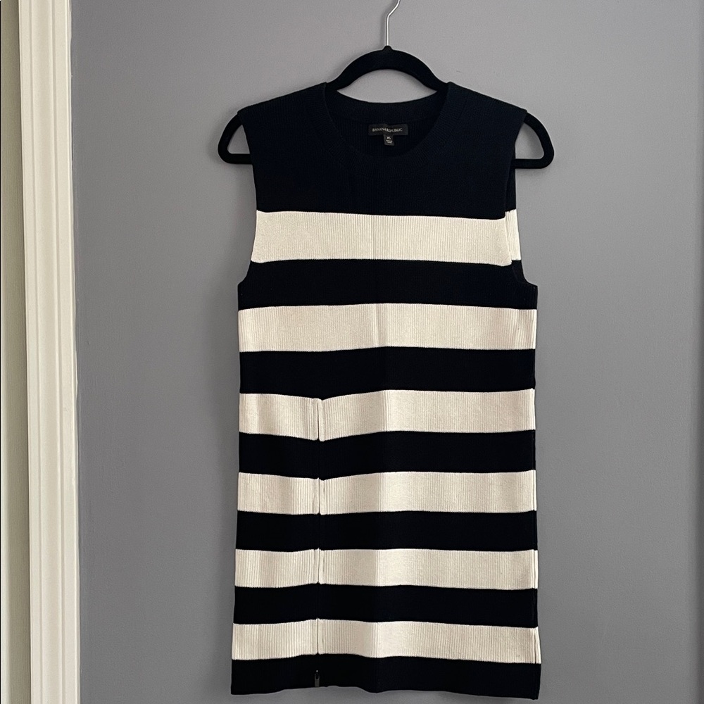 Black and White Striped Sleeveless Dress